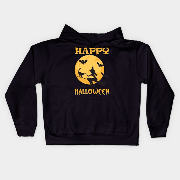 Happy Halloween Witch Kids Hoodie by Imutobi